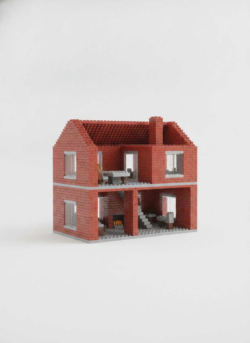 Miniature Brick House Set